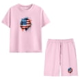 thumbnail image 6 of Amidoa Girls 2 Piece Outfits Summer Clothes Short Sleeve Floral Print Cotton T-Shirt and Shorts Casual Kids Clothing Sets Pink Size 5T, 6 of 9