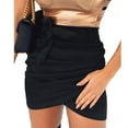 thumbnail image 3 of Qiylii Women's Ruched Asymmetrical Bodycon Skirt Solid Color Pencil Skirt with Belt, 3 of 3