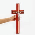 thumbnail image 2 of Nagina International Red Cherry Crafted Wooden Holy Wall Cross With Silver Plated Jesus Christ Crucifix Lord's Replica, 2 of 6