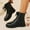 Black, variant on Viluyesy Womens Moto Boots, Round Toe Low Heels Lace Up Fashion Mid Calf Combat Boots Brown US5.5