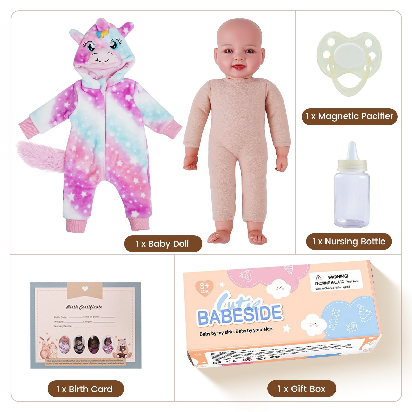 RSG  17-Inch Soft Cloth Body Realistic Baby Doll Newborn baby Girk with Accessories Gift Box for Kids 3+