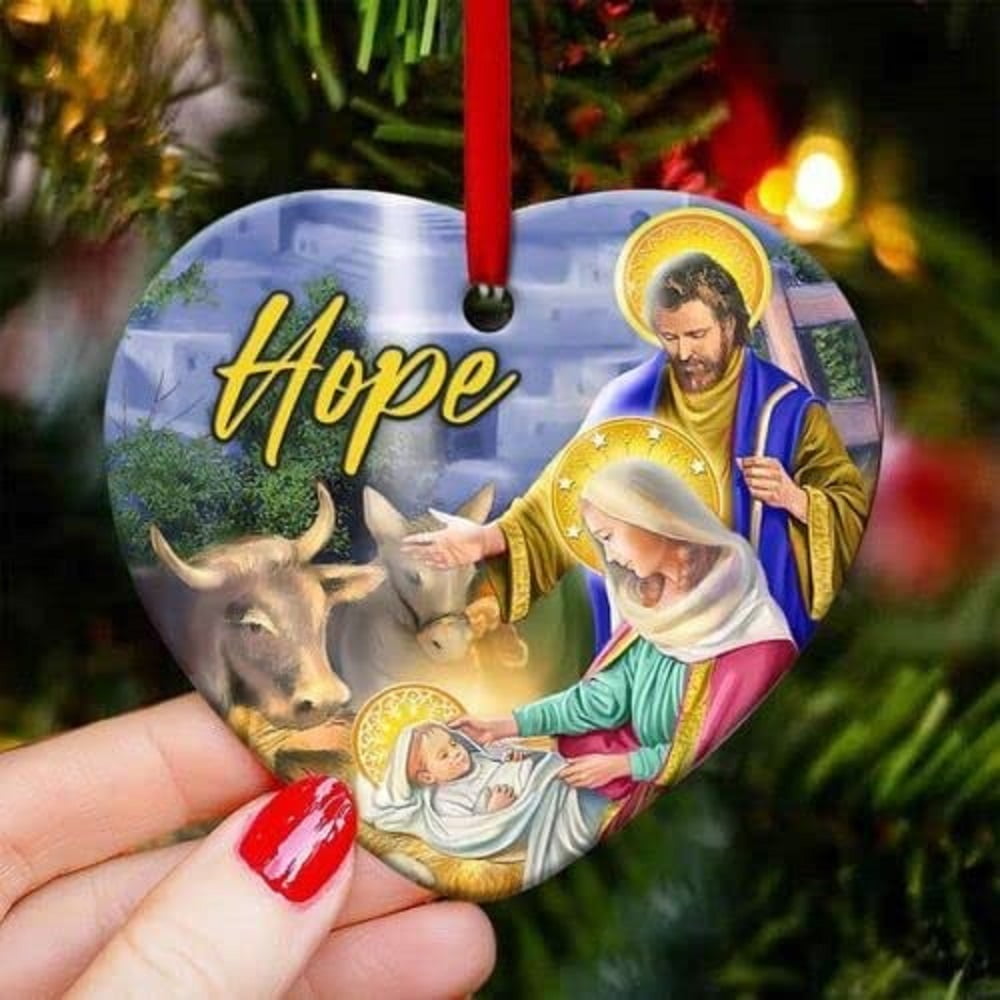 Jesus Nativity Hope Jesus Was Born On Christmas Heart Ornament jesus-nativity-hope-jesus-was-born-on-christmas-heart-ornament