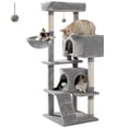 thumbnail image 3 of PEQULTI 56" Multi-Level Cat Tree with Double Condos and Sisal Post Large Cat Tower Indoor Light Gary, 3 of 9