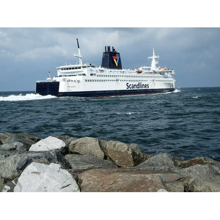 Canvas Print Warnem??nde Stones Ferry Water Mole Sea Ship Stretched Canvas 10 x 14