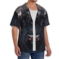 thumbnail image 2 of Fuzoiu Majestic Black Yak Print Men's Casual Short,Men's Short Sleeve Shirt,Mens Casual Button Down Shirts,Cuban Collar Summer Shirt for Beach, Vacation, and Outdoor Activities-X-Large, 2 of 5