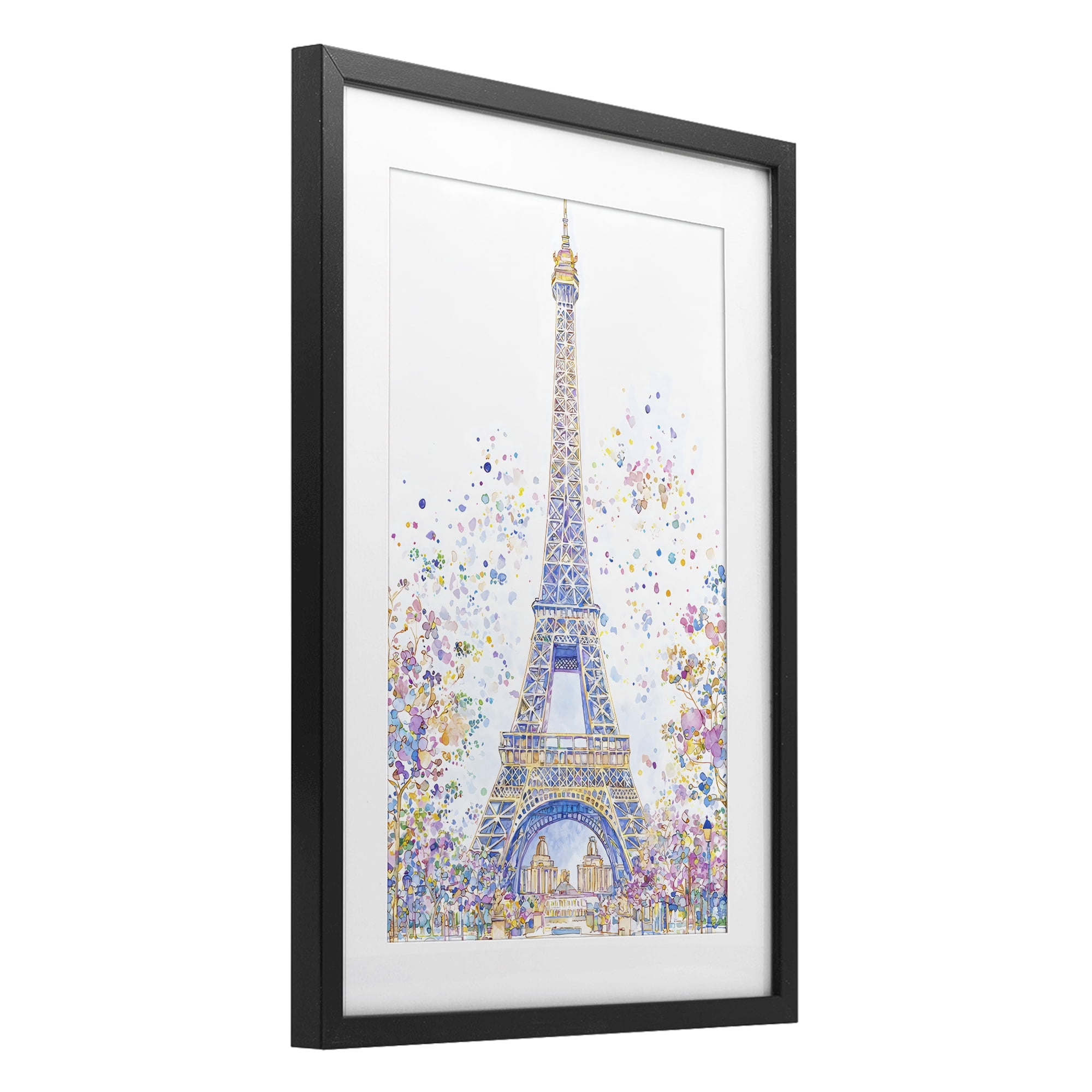 Stupell Industries Colorful Eiffel Tower Black Framed Print Under Glass, design by Creative Studio