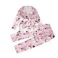 thumbnail image 2 of Kids Valentines Easter Pajamas Girl Boy Cute Satin Pajama Set Silk Pjs Long Sleeve Sleepwear 2 Pc Button Down Pjs Soft Top Pants Summer Fall Baby Clothes New Year Birthday Carnival Pink,110=3-4Y, 2 of 3