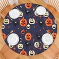 thumbnail image 2 of Dark Blue Pumpkin Ghost Halloween Pattern Round Fitted Tablecloth with Elastic Edge,Dining Table Cover Waterproof,Outdoor Round Tablecloth for Camping,Dining,Indoor and Outdoor, 2 of 7