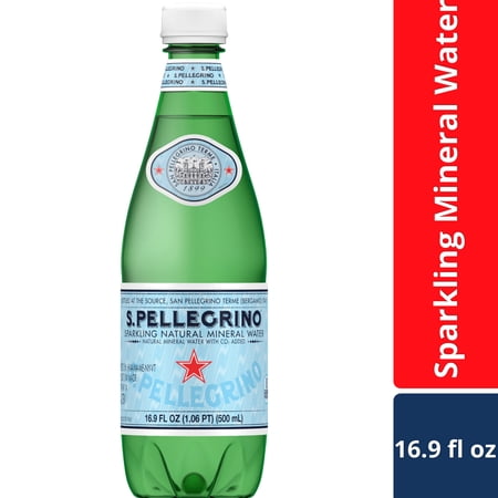 S.Pellegrino Sparkling Natural Mineral Water, 500ml (16.9 fl oz), Single Bottle (Refrigerated)