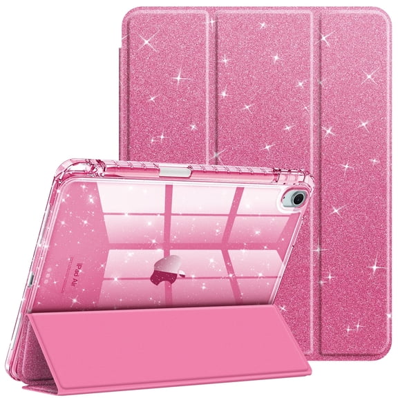 Fintie Slim Case for iPad Air 11-inch M4/M3/M2 (2026/2025/2024), iPad Air 5th/4th Generation (2022/2020) 10.9 Inch– Sparkly Glitter Cover with Clear Back Shell, Pink