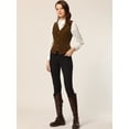 thumbnail image 3 of DARING DIVA Women's Vintage Velvet Vest Button Down Steampunk Waistcoat L Brown, 3 of 6