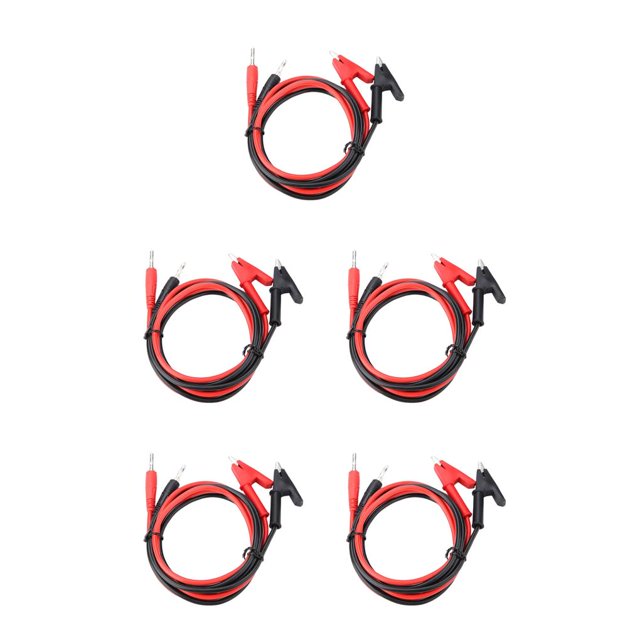 kurtrusly 2 Pieces Professional Multimeter Test Line Portable PVC Copper Negative Positive Tester Probe Cable Spare Parts Male to Clip 5Set