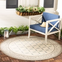 Safavieh Courtyard Cohen Bordered Indoor/Outdoor Area Rug, Beige/Dark Beige, 5'3" x 5'3" Round