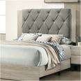 thumbnail image 4 of JERFIT Eastern King Bed Frame with Upholstered Tufted Headboard, Cream and Gray Fabric, Rubberwood Platform Bed, Modern Bedroom Furniture, No Box Spring Needed, 4 of 10