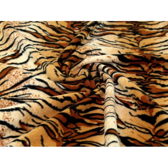 Tiger Print Anti Pill Polar Fleece Fabric Brown - per yard