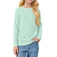 thumbnail image 2 of Drmagiyhm Girls Long Sleeve Tops Size 10-12 Casual Crewneck Solid Color Shirt Stretchy Basic Fall T Shirts Little Girl Comfy Tops Mint Green 9-10 Years, 2 of 4