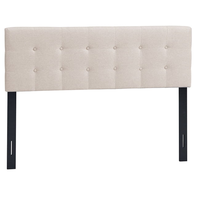 Gymax Full/Queen Size Headboard Linen Fabric Upholstered Button Tufted Solid Wood Leg