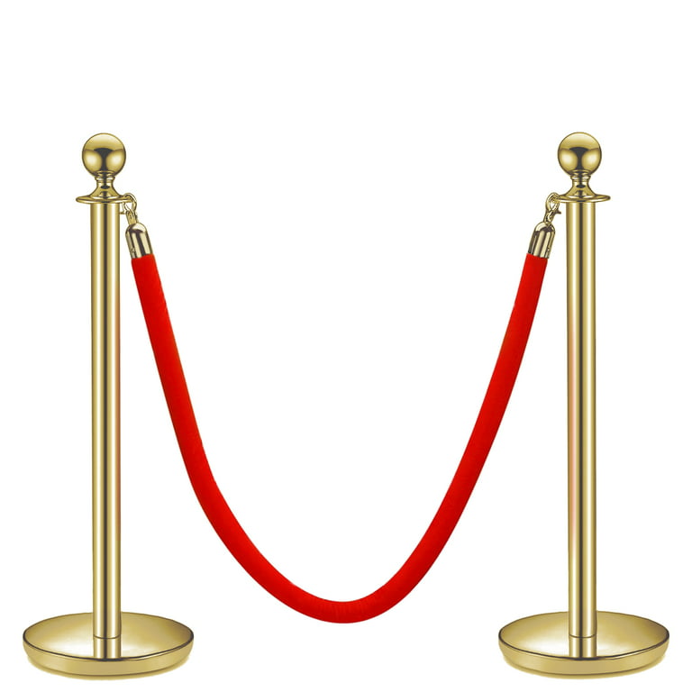 VIP Stanchion With Red Velvet Rope Stainless Steel Set of 2 Posts - Ball  Round Top Crowd Control Queue Pole Barrier Ideal /f Movie Theaters, Red  Carpet Party, Line Dividers Decoration (Gold) 