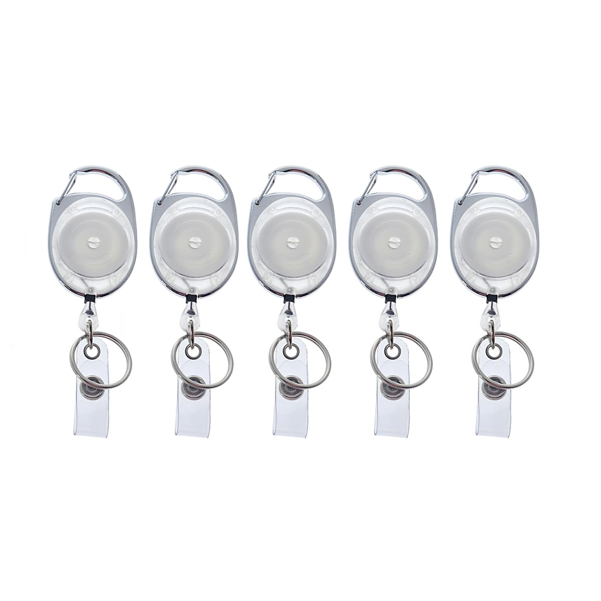 4x Lot GOGO Retractable Keychain Badge Holder Carabiner Reel Belt Clip Key Ring