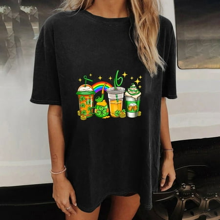 

Scrub Tops Women St. Patrick s Day Print Nurse Uniform V-Neck Short Sleeve Workwear Medical Scrub Shirts