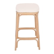 Set of 2 Natural Rattan Beige Bar Stools Exotic Boho Dining Room