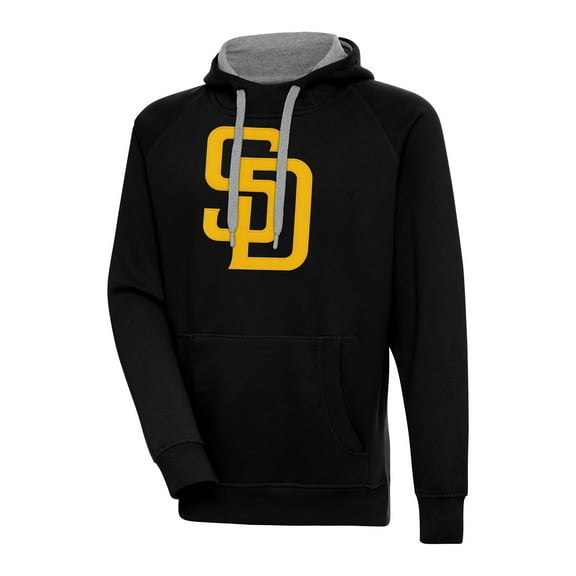 Men's Antigua Black San Diego Padres Victory Pullover Team Logo Hoodie