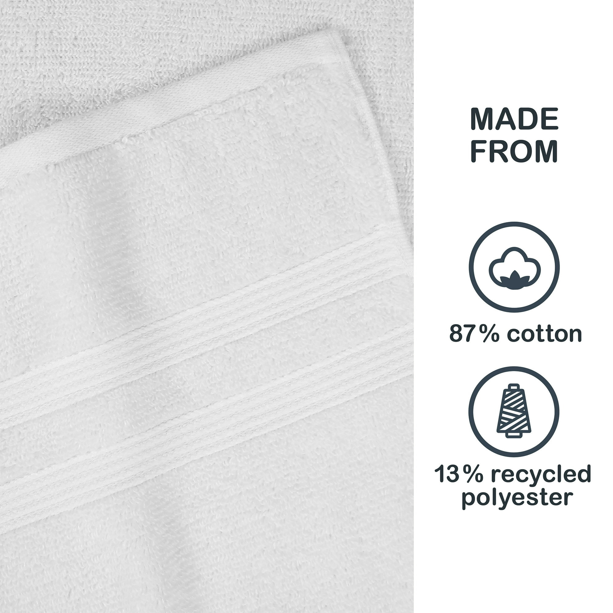 Mainstays Performance Cotton Bath Towel, White, 4-Pack photo 8