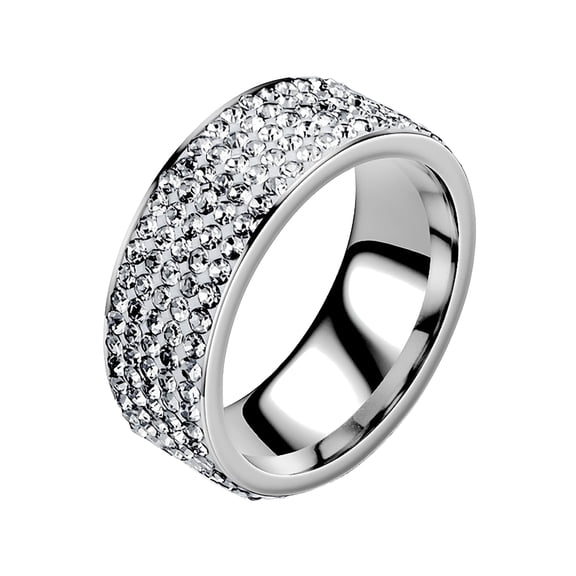 DESIGNICE Silver Rings for Women Five Diamond Ring Fashion Stainless Steel Couple Ring Jewelry Engagement Rings for Women Silver Rings (Silver,10)