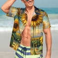 thumbnail image 7 of Fuzoiu Artistic Oil Painting Sunflower Print Hawaiian Shirt for Men, Summer Beach Casual Short Sleeve Button Down Shirts, Men’s Beach Summer Shirts with Pocket,Medium, 7 of 7