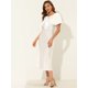 thumbnail image 3 of Elegante chal de piel sintética para mujer con cinta de lazo para novia, boda, fiesta, estola, encogimiento de hombros blanco S, 3 of 5
