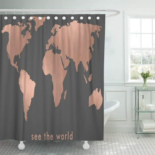 Cynlon Continents Rose Colored World, World Traveler Shower Curtain