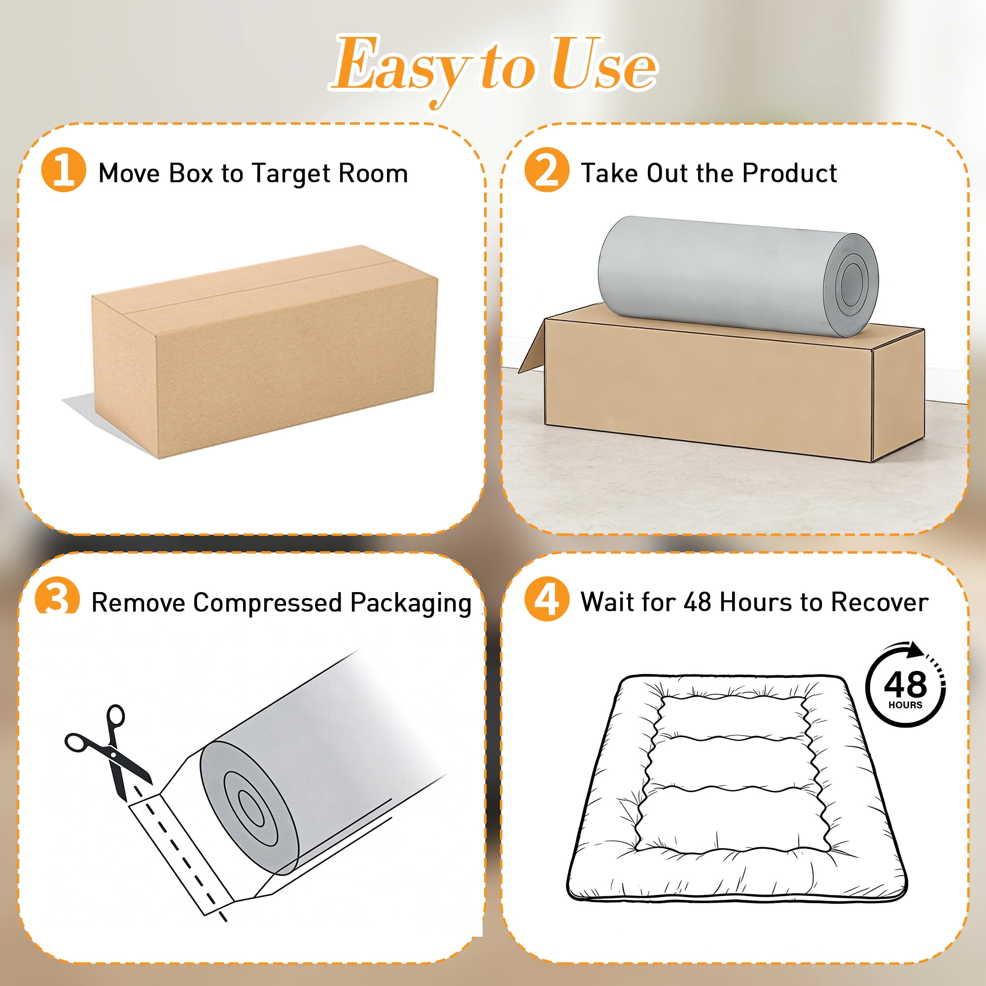 CONCETTA Memory Foam Futon Mattress, Full Size, Foldable Tatami Floor Mattress with Storage Bag, Gray