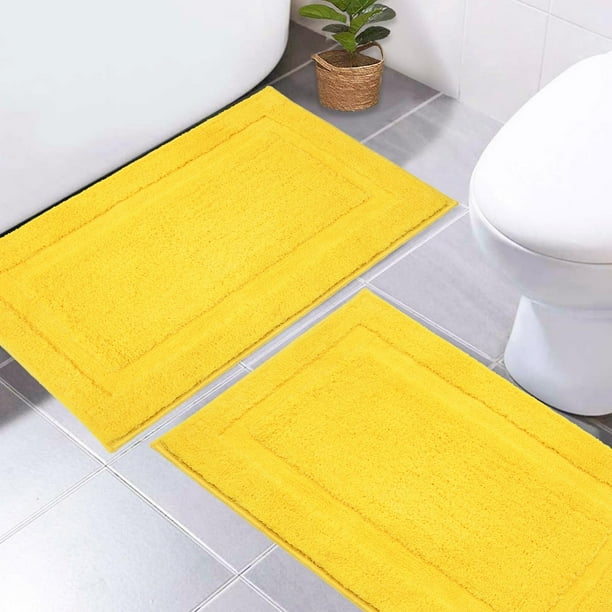 Set de Alfombrillas de Baño SHACOS Súper Suaves 50x80cm Amarillo (2 Piezas)