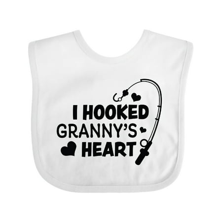 

Inktastic I Hooked Granny s Heart with Fishing Rod Gift Baby Boy or Baby Girl Bib