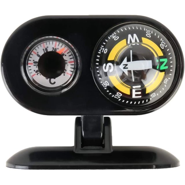 2 en 1 Ball Car Orientation Guide Brújula Termómetro Car Auto Dashboard (Negro) con luz negra y pantalla LCD LingWen 1327534327250
