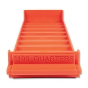 CONTROLTEK Stackable Plastic Coin Tray Quarters 10 Compartments Stackable 3.75 x 11.5 x 1.5 Orange