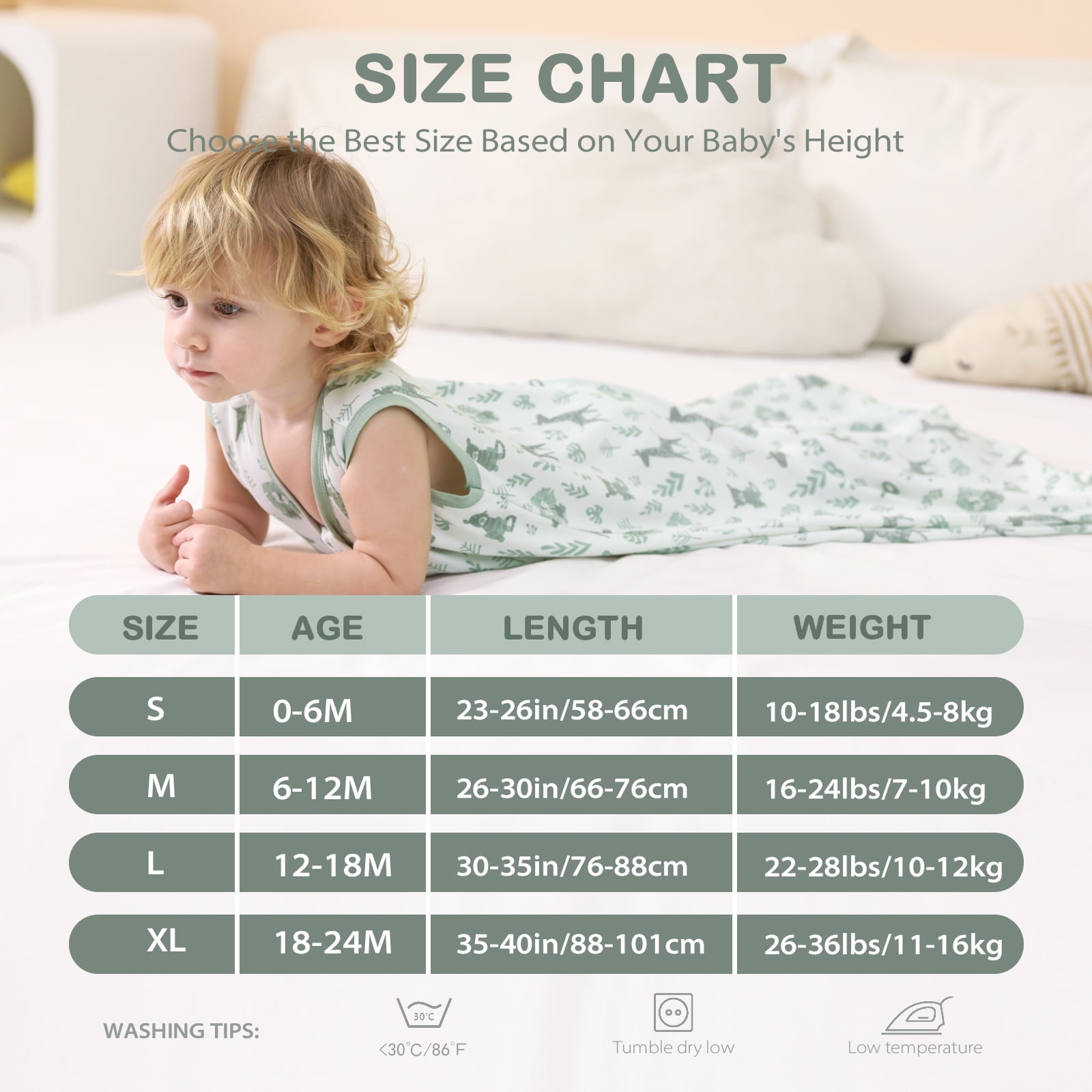 Mosebears 3Pcs 0.5 Tog Baby Sleep Sack 6-12 Months 100% Cotton Unisex Baby Wearable Blanket With 2-way Zipper