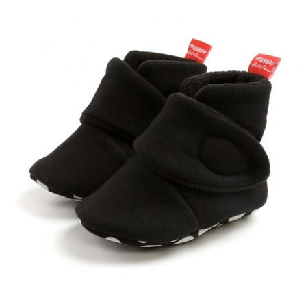 

Baby Boys Girls Fleece Boot with Soft Non Slip Cloth Bottom Infant First Walker Sock Crib Shoes 12-18 Months