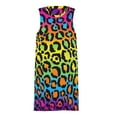 thumbnail image 3 of Neon Rainbow Leopard Print Spring Summer Dresses for Women Fashion T-shirt Dress Casual Sleeveless Loose Sundress with Pockets, 3 of 5