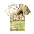 thumbnail image 4 of Easter Tops for Girls Easter Bunny Egg Print Short Sleeved Printed Round Neck Casual T-shirt 3-15Y Army Green 10 Years, 4 of 5
