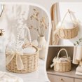 thumbnail image 5 of Twfbrm Rattan Storage Basket, Reusable Hanging Flower Basket with Lace Bows and Pearl Handle, Small Boho Handwoven Wicker Basket for Party, Weddings, Girl, Home Decor, 5 of 7