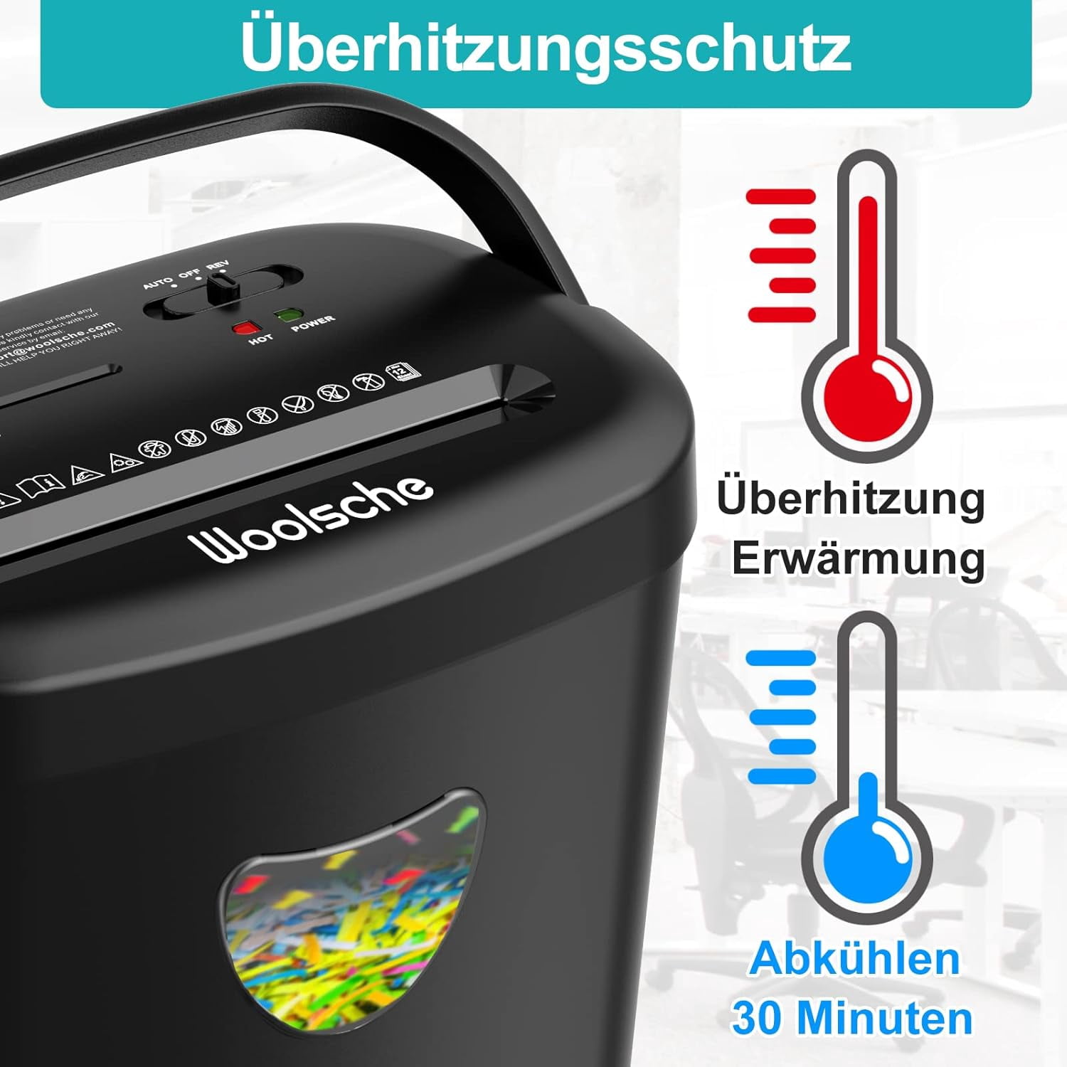 12‑Sheet Cross Cut Paper Shredder, Shreds Credit Cards, CDs & Paper Clips, 25L Bin for Home & Office Use