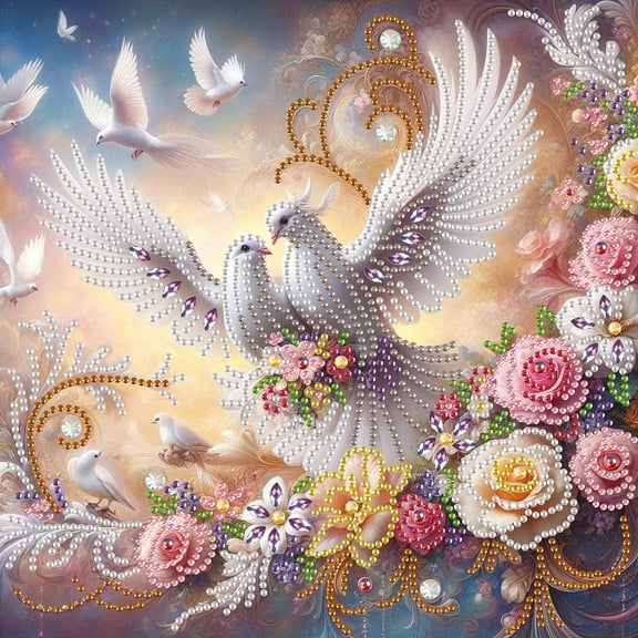 5D DIY diamond art painting kit, love birds special shape diamond canvas, namely can decompression relaxation and can be used for home wall decoration