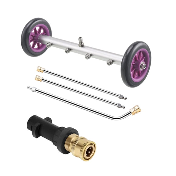 Limpiador de bajos con hidrolavadora y 3 varillas de extensión. Escoba de agua versátil para lavar debajo del auto, ideal para vehículos de jardín,