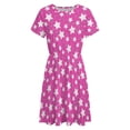 thumbnail image 4 of Pink Star Pattern Sundress Short Sleeve Dress Summer Women Clothes Dress for Women Dresses, 4 of 7