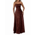 thumbnail image 3 of Women'S Maxi Dress Jacquard Formal Evening Gown Elegant Wedding Guest Party Dress Brown XL, 3 of 7