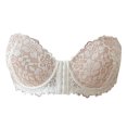 thumbnail image 4 of Fiaer Front Closure Strapless Bras for Women Lace Push up Underwire Comfort Breathable Bra White 100C, 4 of 4