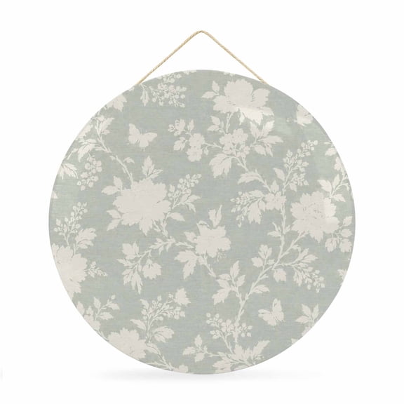 Welcome Sign for Front Door, Farmhouse Floral Round Metal Wall Art Wreaths, Spring Flowers Plants Vintage Green Outdoor Indoor Wall Hanging Sign for Porch Decor Housewarming Gifts 11.8 Inch