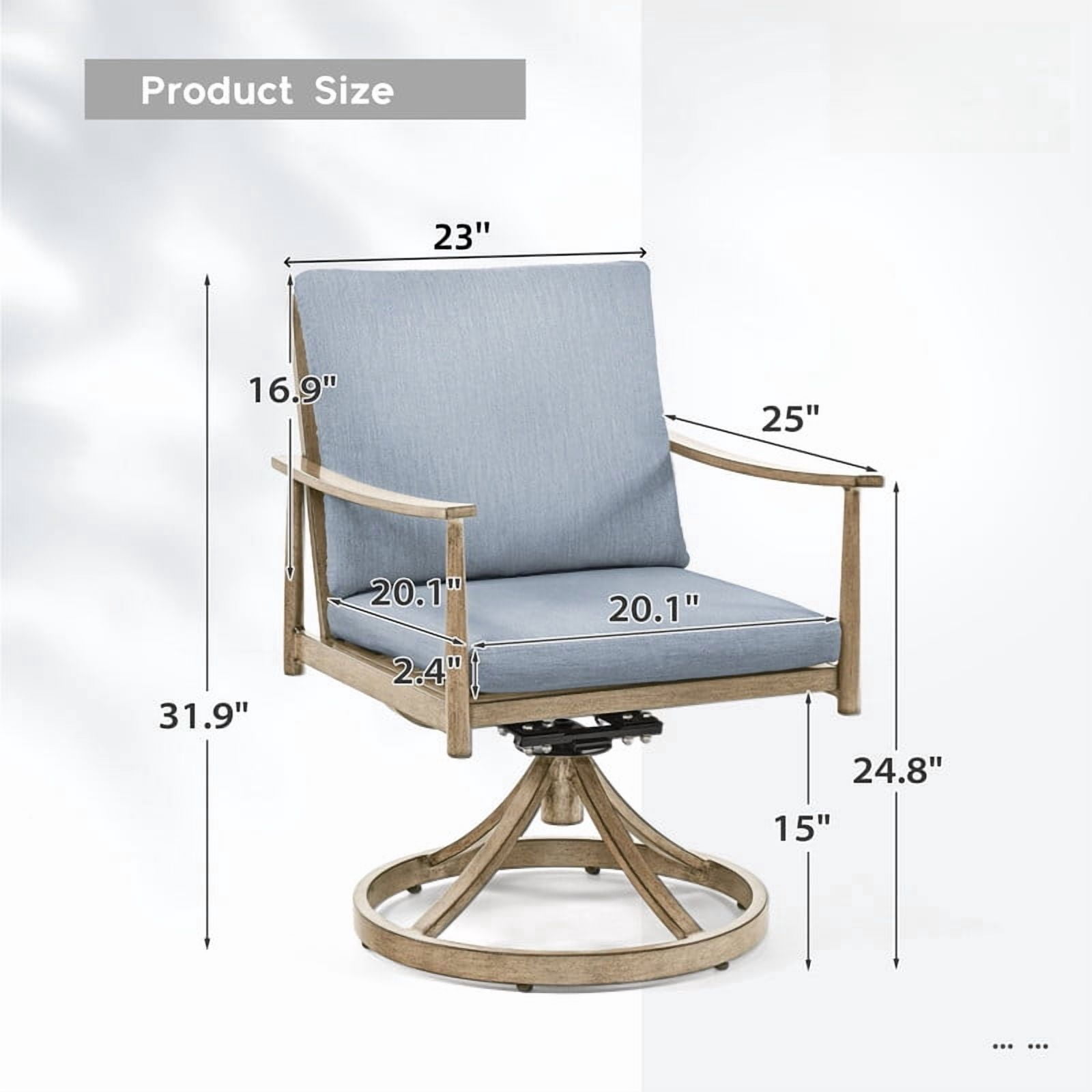 3-Piece 2 Accent Swivel Dining Arm Chairs with Aluminum Side Table, Outdoor Bistro Set