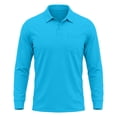 thumbnail image 2 of GrmtClth Mens Long Sleeve Golf Polo Shirts Soft Air Circulation Fabric Single Chest Pocket Quick Dry Performance Daily Commute Collared Shirts Light Blue 2XL, 2 of 8